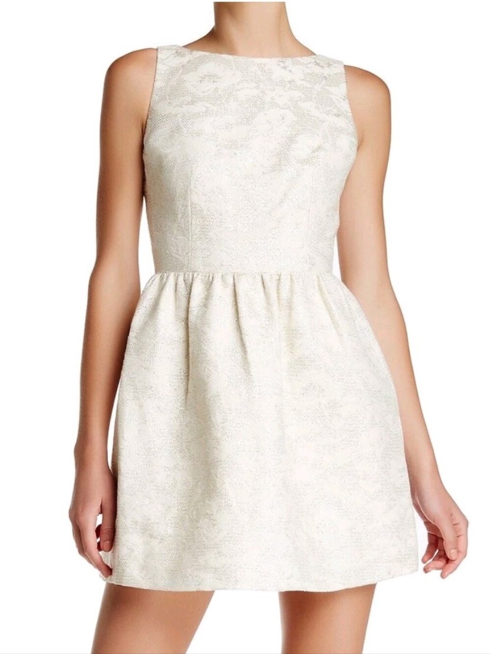 Alice + Olivia Lillyanne Off White Lurex Jacquard Open Back Mini Dress 6
